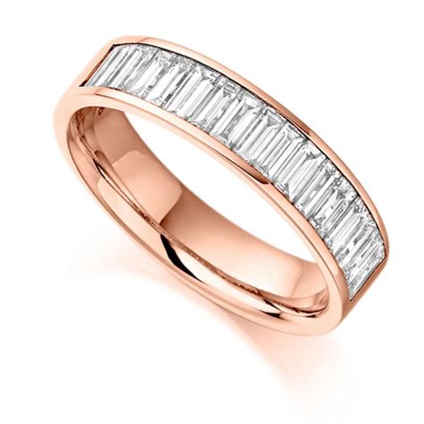 Italo Channel Set Baguette Cut Half Eternity Band Anniversary Ring